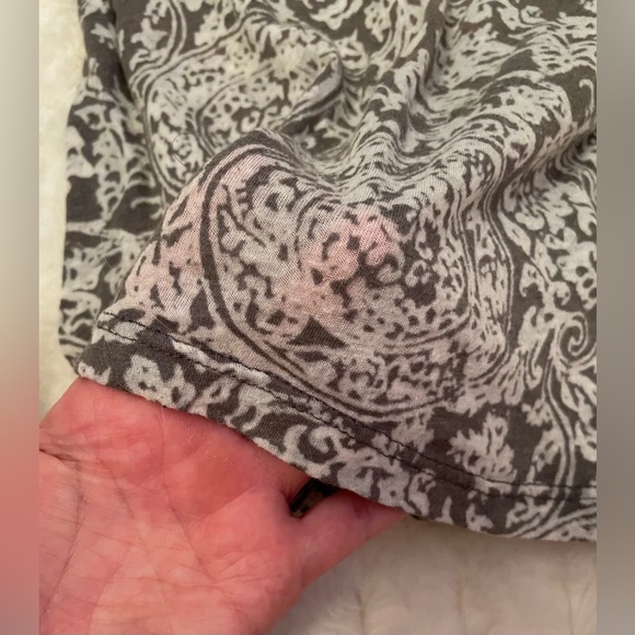 Incredibly thin, almost sheer pale and dark gray top. - Picture 2 of 7